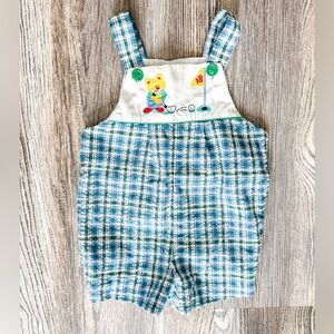 Vintage Baby Boy Plaid Overalls